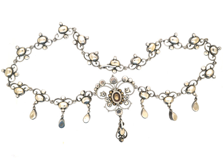 Edwardian Silver & Paste Necklace in Original Case