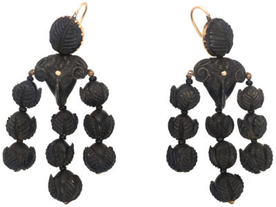 Early 19th Century Bog Oak Ram’s Head Earrings