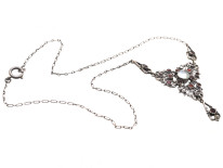 Edwardian Silver, Flat Cut Almandine Garnets & Blister Necklace