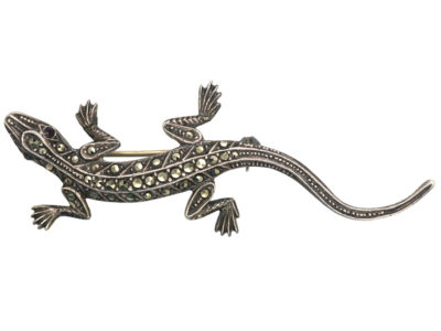 Silver & Marcasite Lizard Brooch