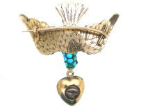 Georgian 15ct Gold & Turquoise Dove of Peace Brooch