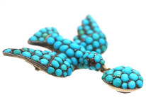 Georgian 15ct Gold & Turquoise Dove of Peace Brooch