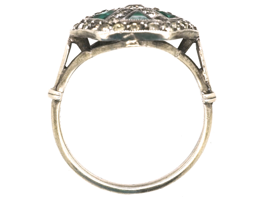 Art Deco Silver, Green & White Paste Ring (847H) | The Antique ...