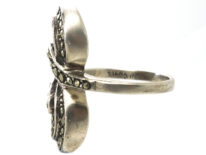 Art Deco Silver & Marcasite Double Swirl Ring