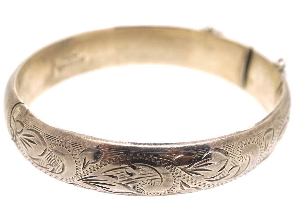 Silver Engraved Bangle (19L) | The Antique Jewellery Company
