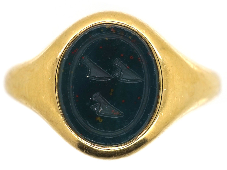 18ct Gold & Bloodstone Intaglio Signet Ring