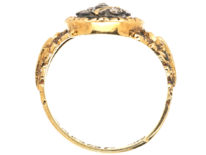18ct Gold, Black Enamel & Rose Diamond Pense à Moi Mourning Ring