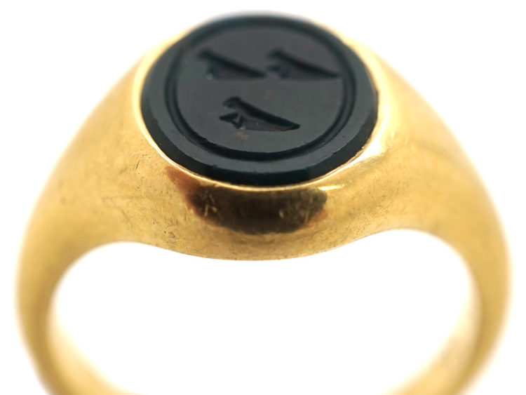 18ct Gold & Bloodstone Intaglio Signet Ring