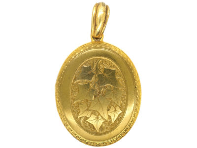 Victorian 18ct Gold Locket With Ivy Motif ‘Cling To Me’