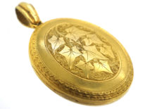 Victorian 18ct Gold Locket With Ivy Motif 'Cling To Me'