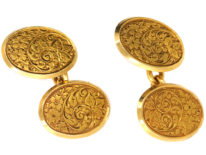Victorian 18ct Gold Engraved Cufflinks