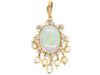18ct Gold, Opal, Diamond & Pearl Pendant