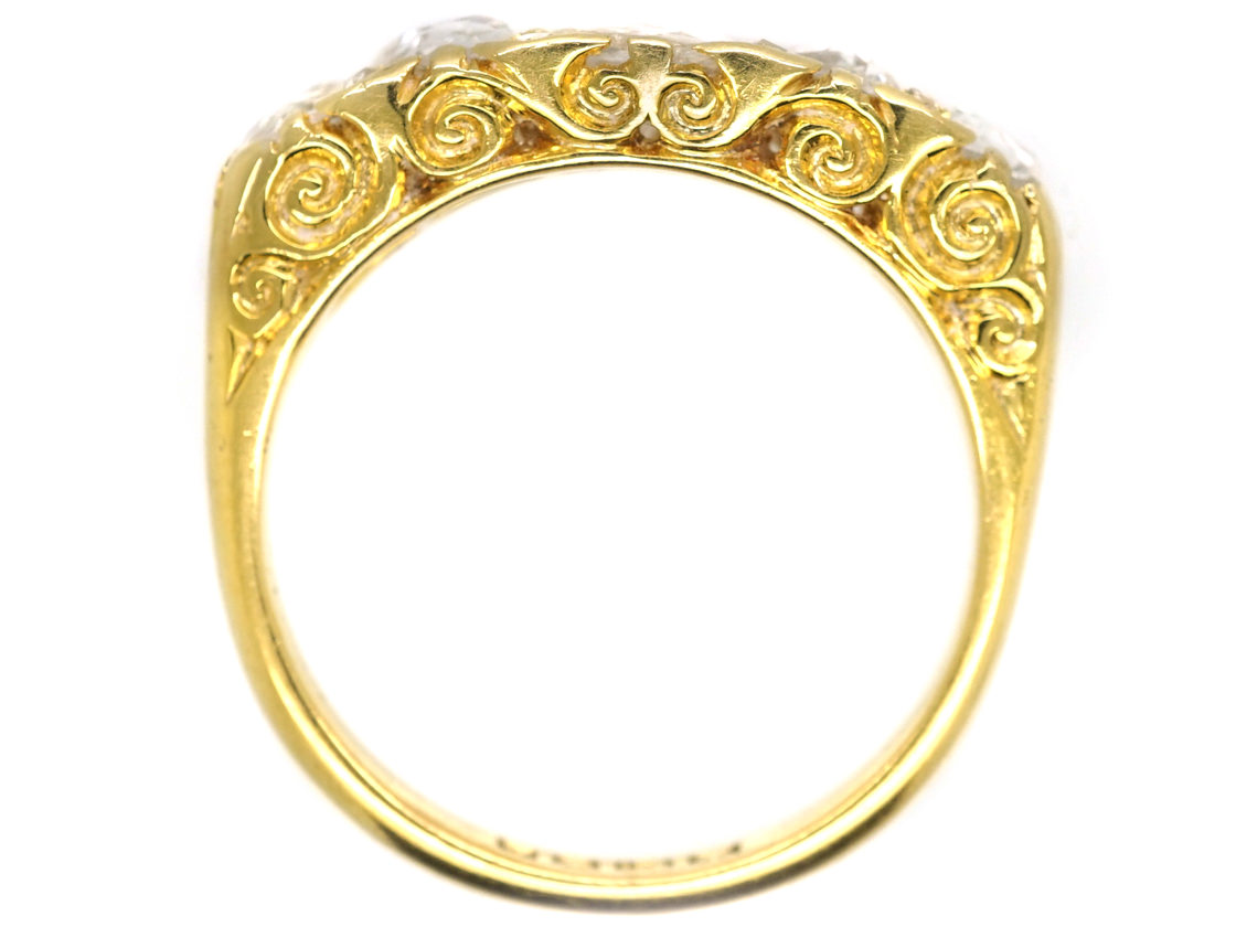 Victorian 18ct Gold Five Stone Diamond Carved Half Hoop Ring (430L ...