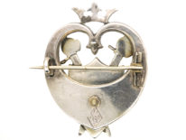 Victorian Scottish Heart Shaped Brooch With Shield & Swords