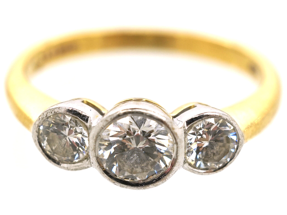 18ct Gold Three Stone Diamond Millennium Ring (406L) | The Antique ...