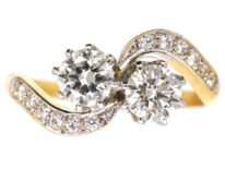 Edwardian 18ct Gold, Platinum & Diamond Crossover Ring