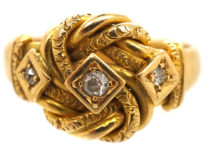 Edwardian 18ct Gold Knot Ring Set With Three Diamonds