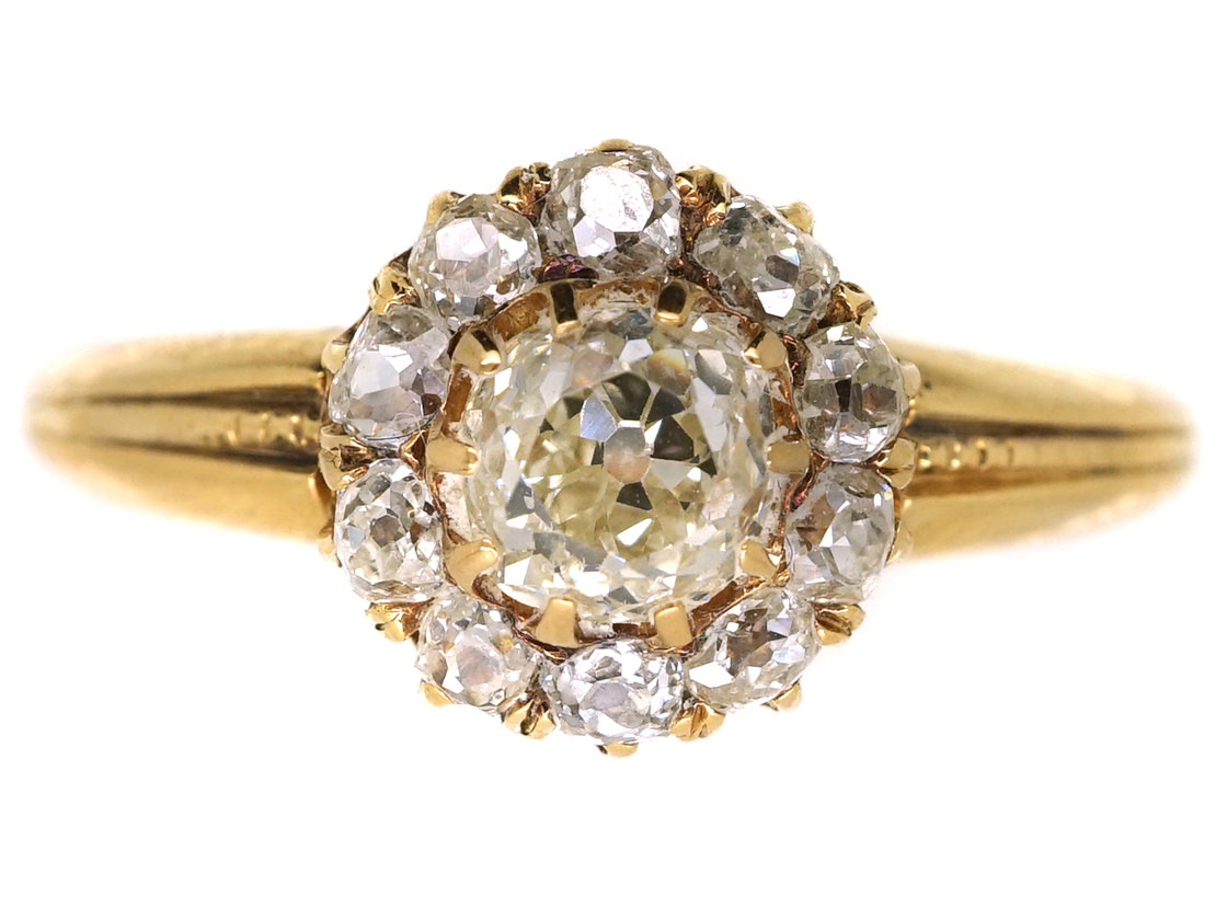 Edwardian 14ct Gold Diamond Cluster Ring (354L) | The Antique Jewellery ...