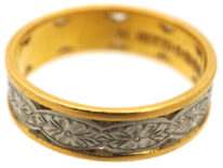 22ct Gold & Platinum Wedding Ring With Flower Motif