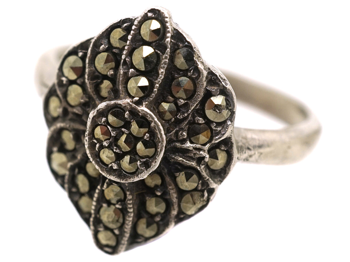 Silver & Marcasite Ring (535L) | The Antique Jewellery Company