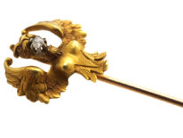 French 18ct Gold & Rose Diamond Griffin Tie Pin