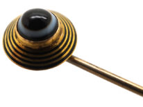 Victorian 18ct Gold, Black Enamel & Banded Onyx Tie Pin
