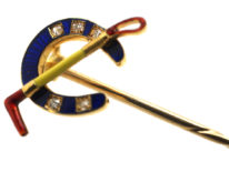 Edwardian 18ct Gold, Diamond & Enamel Horseshoe & Whip Tie Pin