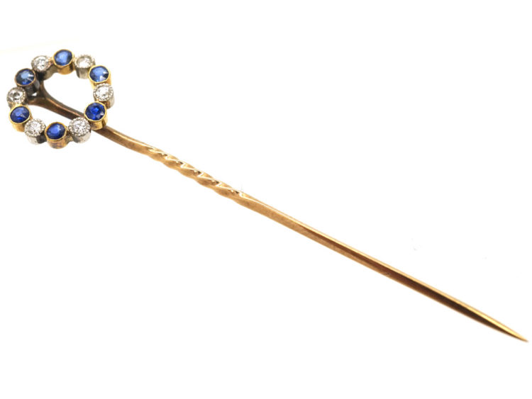 Edwardian Sapphire & Diamond Circular Tie Pin