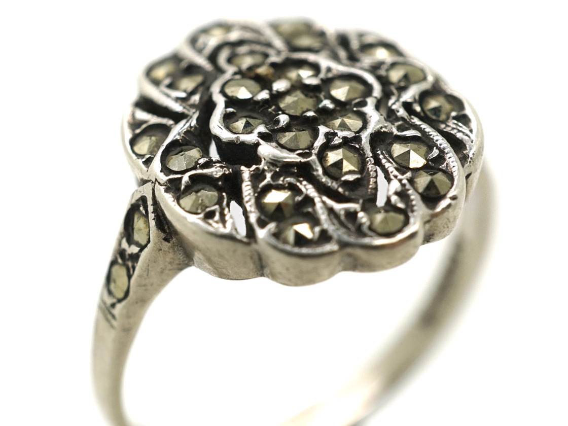 Silver & Marcasite Ring (374N) | The Antique Jewellery Company