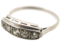 Art Deco 14ct White Gold & Diamond Five Stone Ring