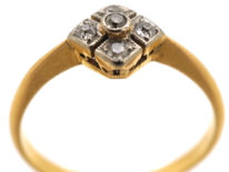 Art Deco 18ct Gold & Platinum, Diamond Shaped, Diamond Set Ring