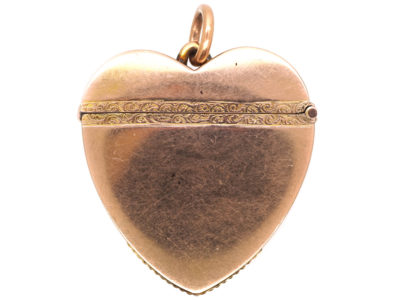 Edwardian Large 9ct Rose Gold Heart Vesta Pendant