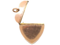 Edwardian Large 9ct Rose Gold Heart Vesta Pendant