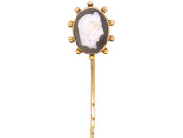 Victorian 15ct Gold Tie Pin With Shell Cameo of Classical Head
