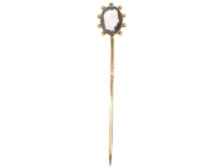 Victorian 15ct Gold Tie Pin With Shell Cameo of Classical Head
