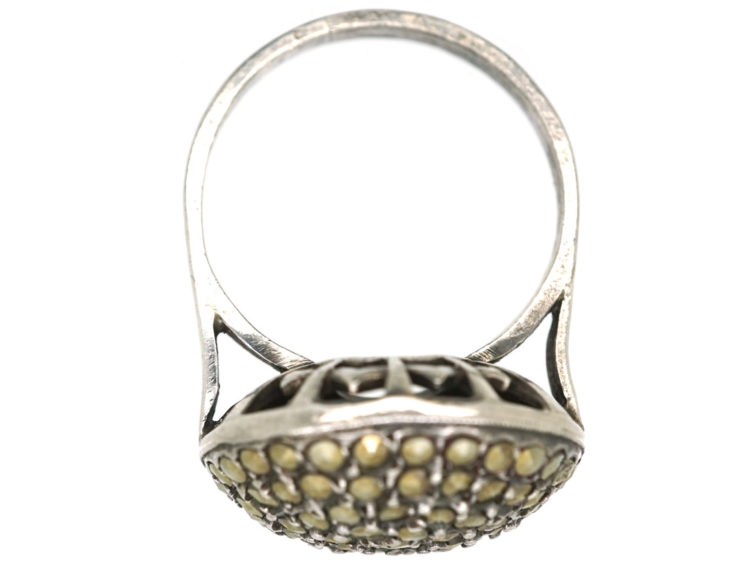 Art Deco Silver & Marcasite Round Ring