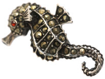 Silver & Marcasite Seahorse Brooch