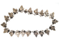 Rare Bernard Instone Silver Leaf Necklace, Bracelet & Earrings Set in Liberty of London Red Box