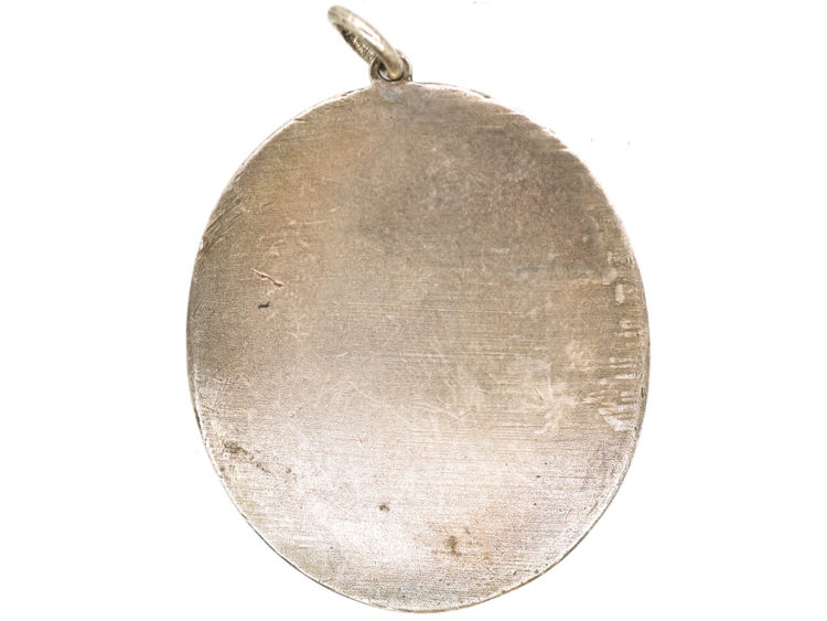 Victorian Silver Oval Pendant engraved With La Laitiere (The Milkmaid) after Greuze