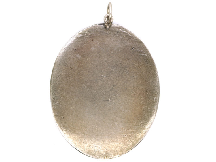 Oval Silver Pendant With Engraving of Kermesse Flamande (Flemish Feast) after Teniers