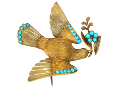 Regency 15ct Two Colour Gold Dove of Peace Brooch