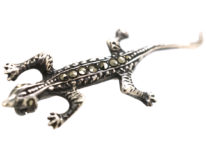 Small Silver & Marcasite Lizard Brooch