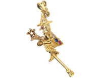 9ct Gold Witch on a Broomstick Pendant