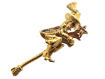 9ct Gold Witch on a Broomstick Pendant