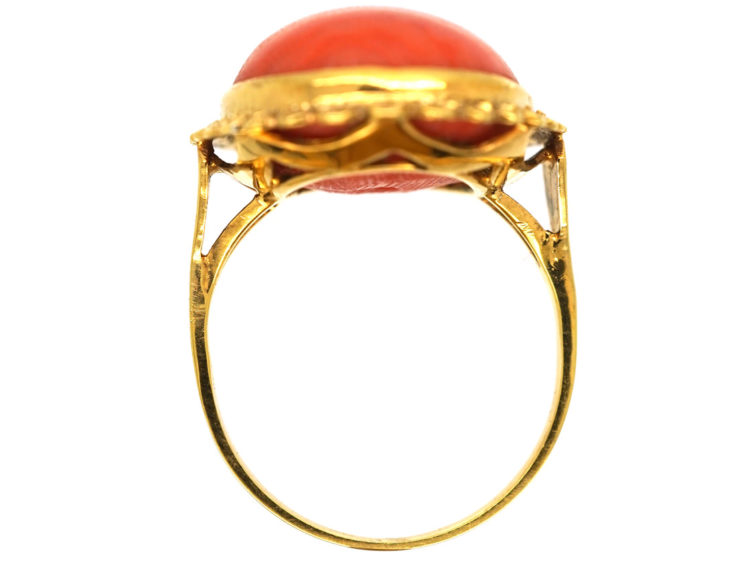 15ct Gold & Cabochon Coral Ring