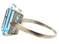 Art Deco Platinum & Rectangular Aquamarine Ring