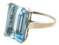 Art Deco Platinum & Rectangular Aquamarine Ring