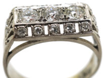 French Art Deco Platinum & Diamond Rectangular Ring