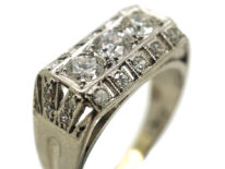 French Art Deco Platinum & Diamond Rectangular Ring