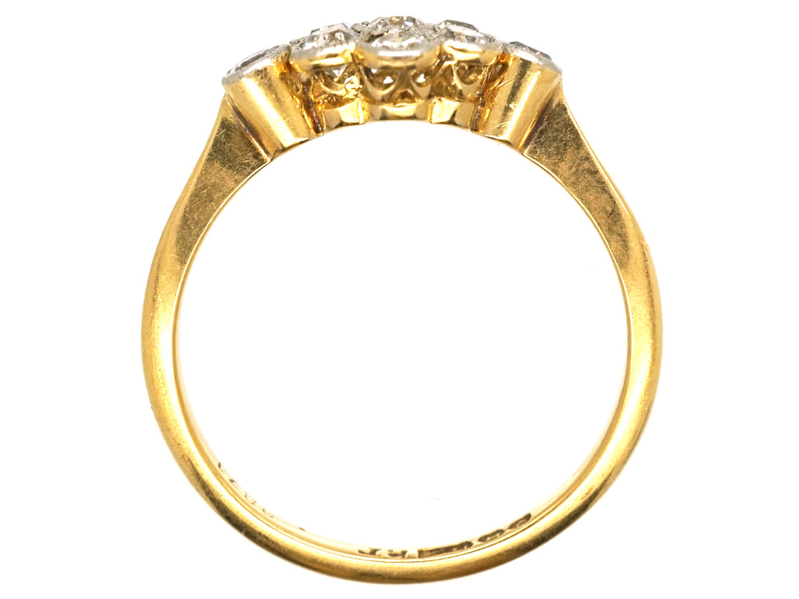 Edwardian Diamond Cluster Ring With a Diamond on Either Side (477L ...